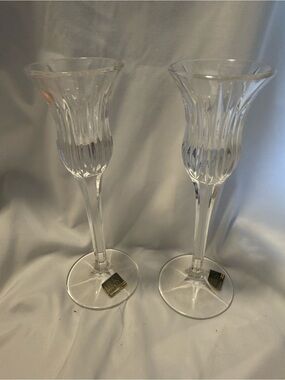 pair of Mikasa "Icicles" lead crystal candle holders